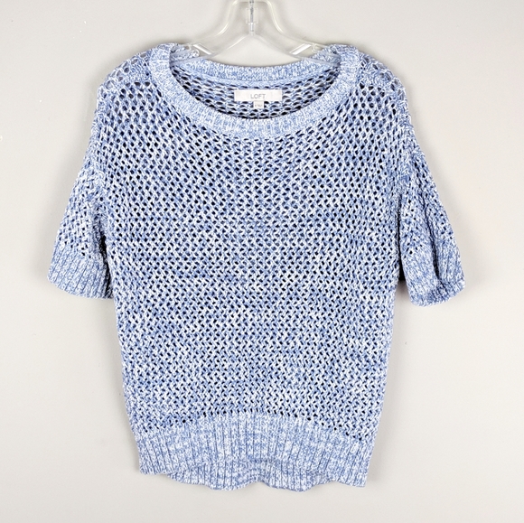 LOFT | Blue Knit Short Sleeve Sweater - H4 - Picture 1 of 5
